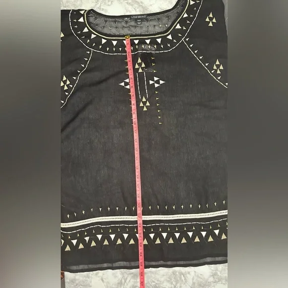 NWT Lane Bryant boho hippie semi-sheer flowy art to wear cap sleeve top size 18 - Picture 5 of 7